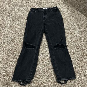 Abercrombie & Fitch Ankle Straight Ultra High Rise Black Distressed Size 8r